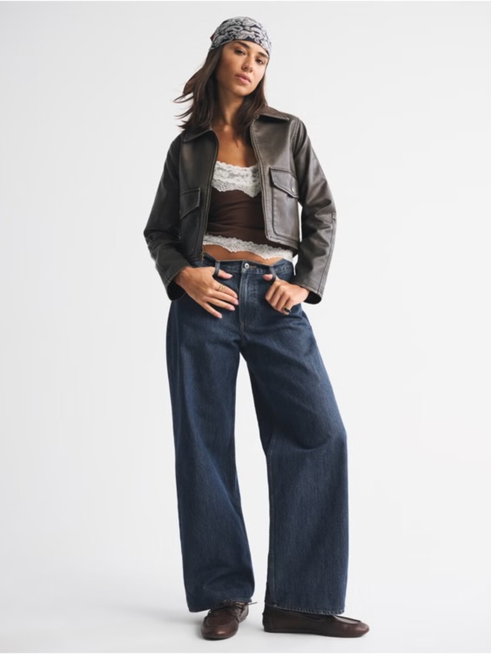 Abercrombie & Fitch Curve Love Low Rise Ultra Loose Jean in Dark Blue